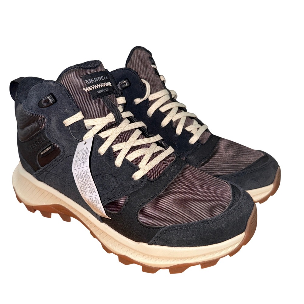 NEW Merrell Tempo Sol Mens 7.5 Ankle Boots Black Waterproof Leather Hike J038731